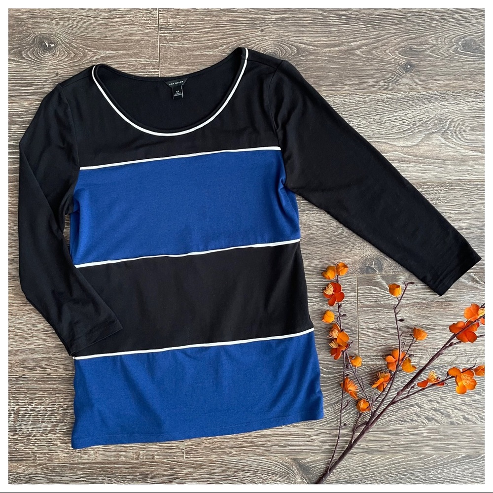 Ann Taylor Color Block Stripe Top